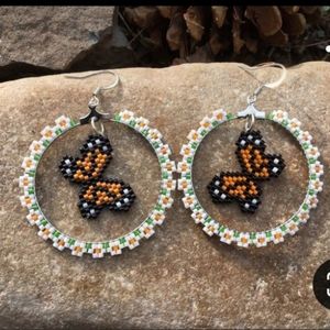 Flat beaded earrings